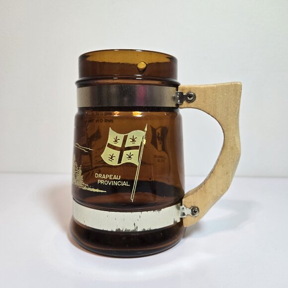 💥3/$24💥 Vintage Montreal Quebec Canada Siesta Ware Amber Brown Barrel Wood - Picture 2 of 8